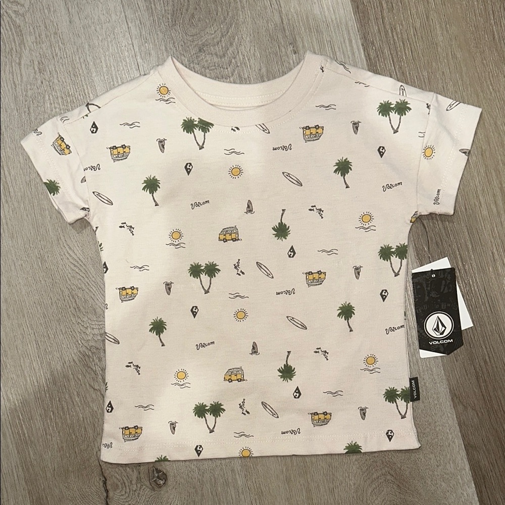 Volcom Kids' Beige Tropical Print Tee